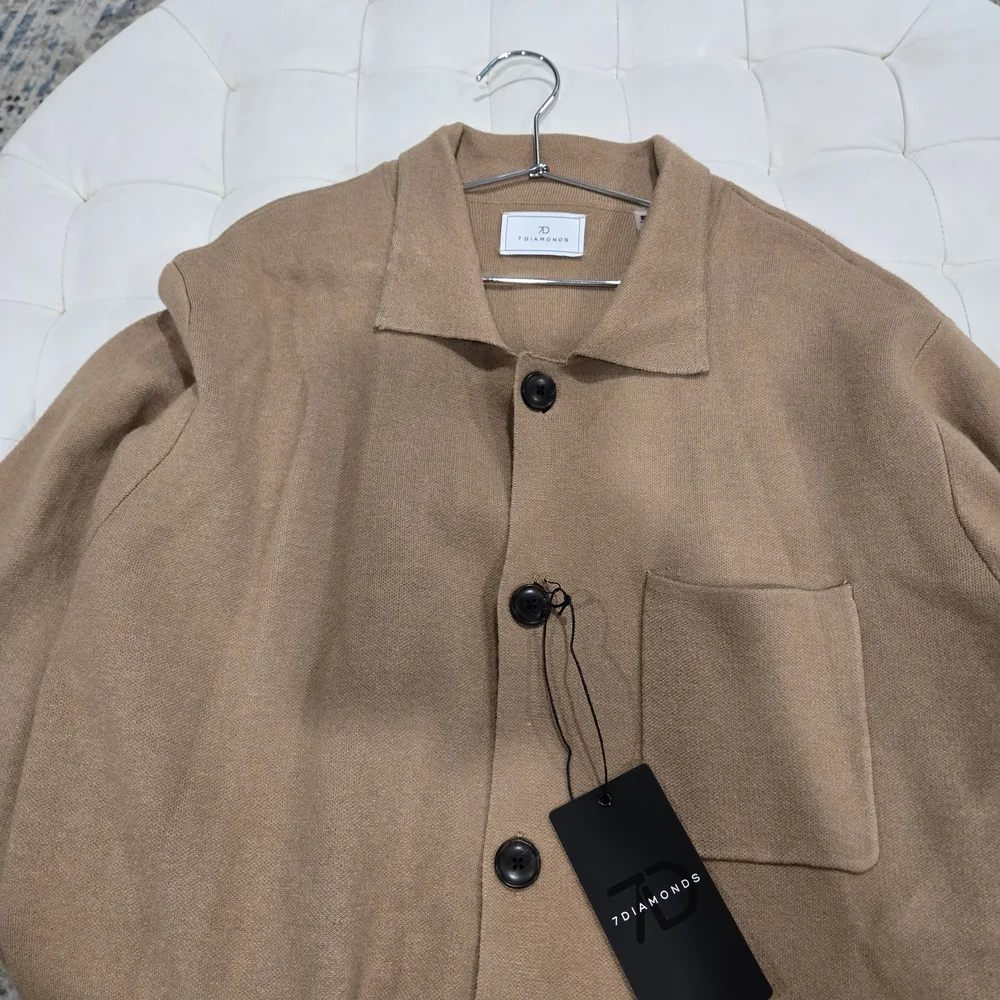 7Diamonds Sweater Cardigan Button Up Beige Stretch Soft Breath Button L NWT - Picture 15 of 16